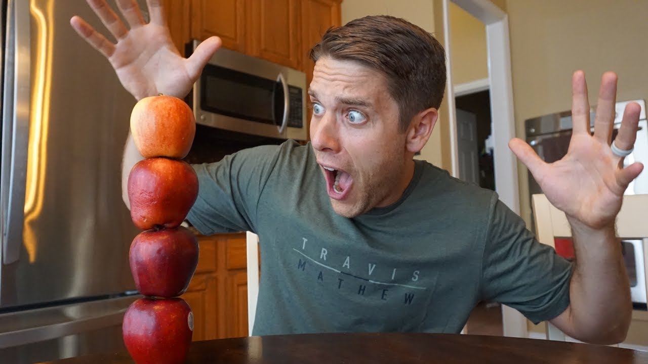 Stacking 4 Apples Challenge! Can you beat my time?! - YouTube