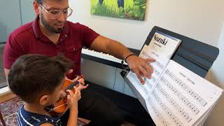 4 Year Old Jelijah Diaz Sight Reading Violin Music Sheets With Music Teacher
