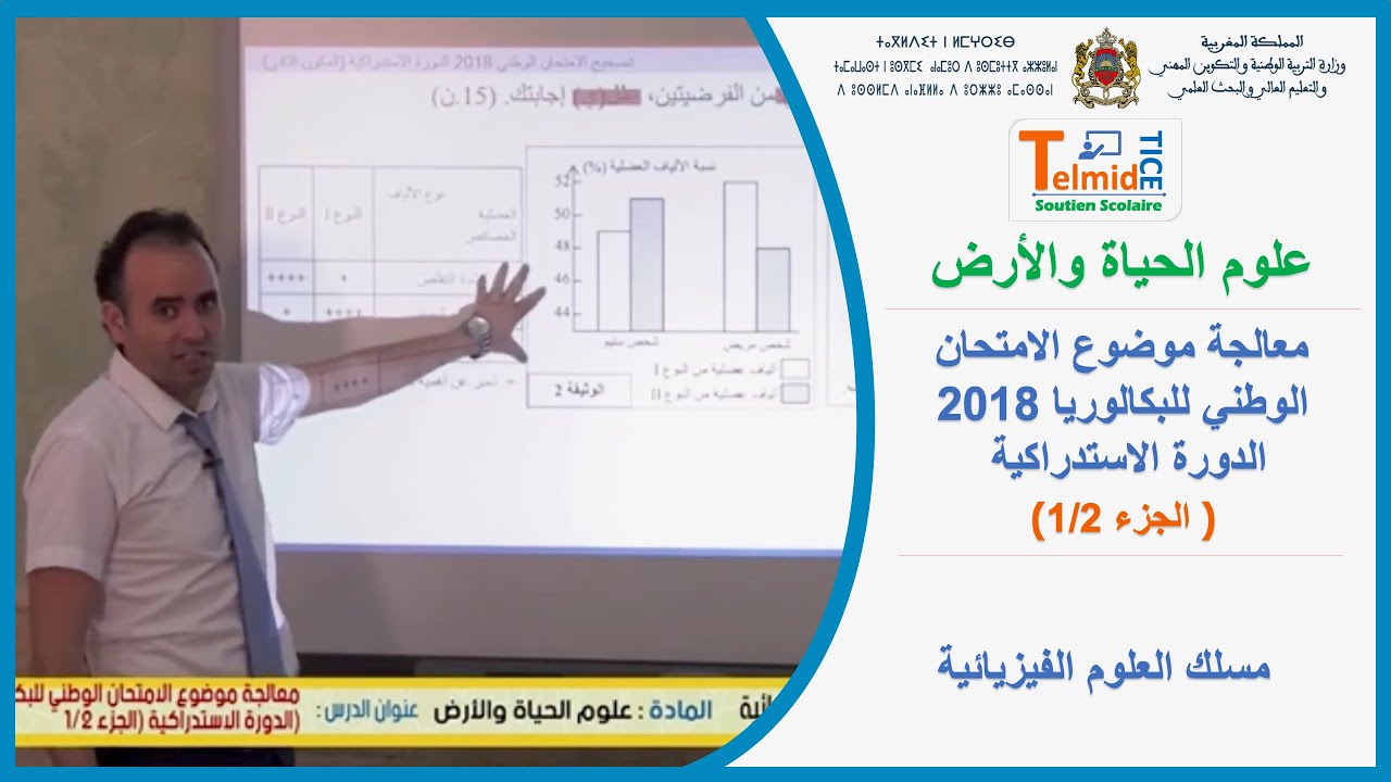 1 تصحيح امتحان البكالوريا مسلك العلوم الفيزيائية 2018 الدورة الدورة الاستدراكية الجزء