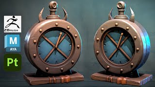 Stylized Clock in Maya 2024, Zbrush, Substance 3D Painter screenshot 2