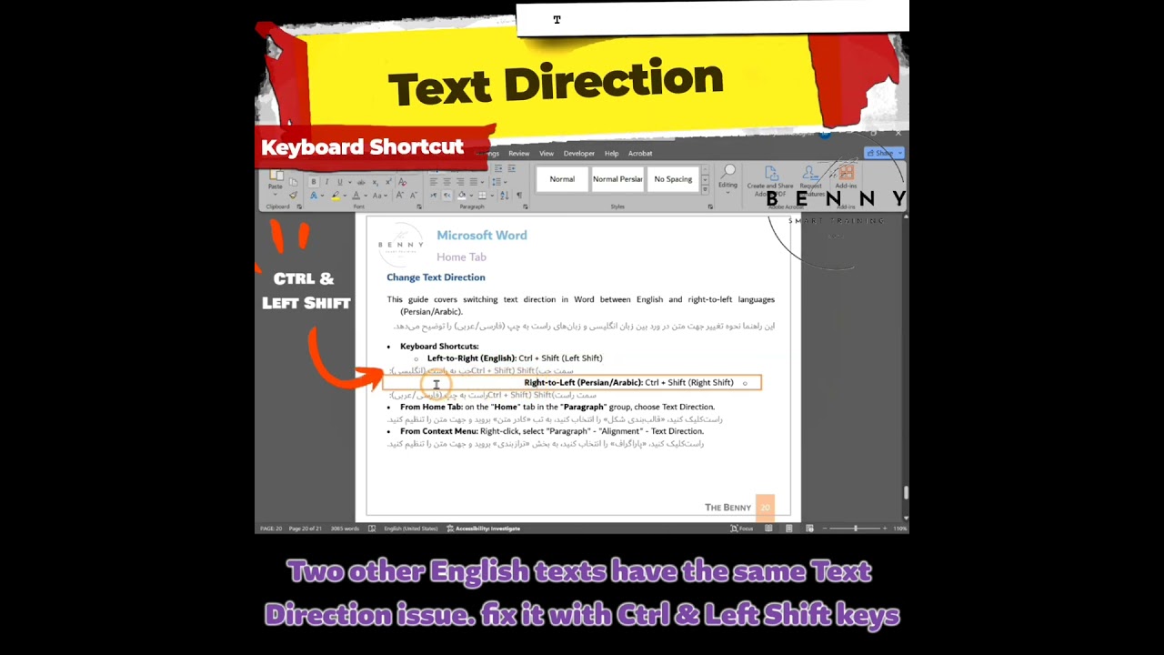 How to Change Text Direction with Keyboard Shortcuts in MS Word