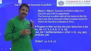 Lambda, filter, reduce, map, higher order functions
