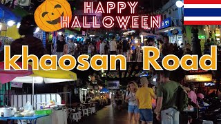 Walking in Khao San Road in Bangkok Thailand | Party Street with Halloween Vibe
