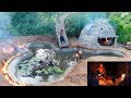 Building Water Slide Underground Swimming Pool Around Stone House | Videos Full |