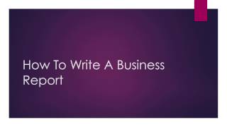 how to start a business report