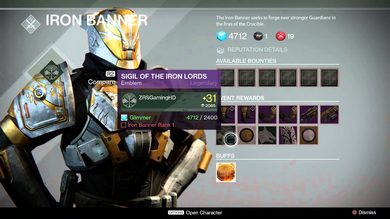Destiny - Iron Banner 3.0 Gear Rewards (December 16)