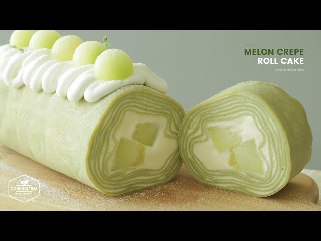 멜론 크레이프 롤케이크 만들기 : Melon Crepe Roll Cake Recipe | Cooking tree