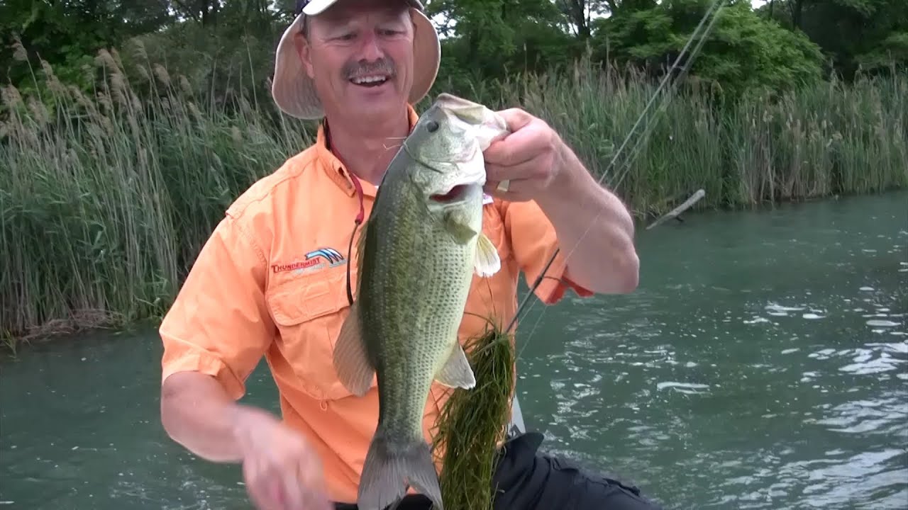 How to Catch Largemouth Bass Along a Weed Edge - Bass Fishing the Detroit  River using the Flexi-Jig 