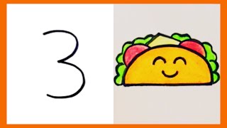 How to draw a taco|drawing with number 3 #Drawing #art #shorts