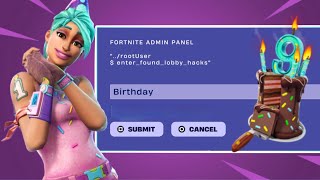 FREE BIRTHDAY SKIN ADMIN CODES FORTNITE ALL LOBBY HACKS CODES ALL EVERY BRAND NEW CODE LOBBY HACK