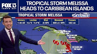 Tropical Storm Melissa heads to Caribbean islands