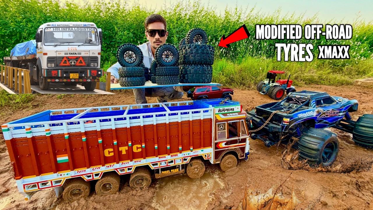 RC TATA 16 Tyres Truck Stuck in Heavy Mud Rescue Mission – Chatpat toy tv