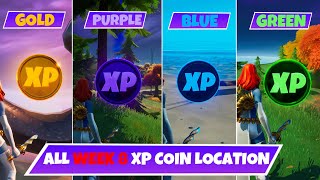 *NEW* All Week 8 Xp coins location in Fortnite Chapter 2 Season 4 (Gold,Purple,Blue & Green)