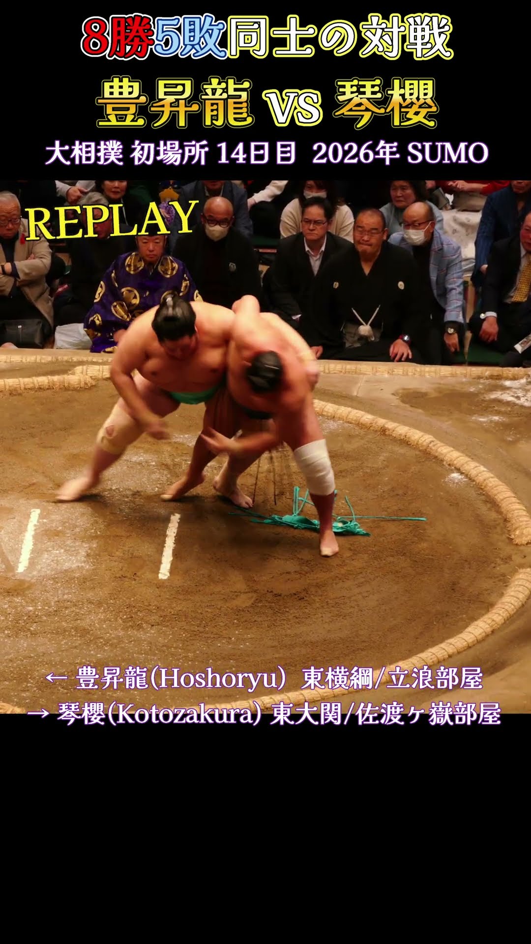 8勝5敗同士の対戦 豊昇龍 vs 琴櫻❗大相撲 初場所 14日目 2026年 Sumo