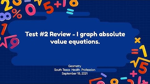 Algebra 2 - Test #2 Graphing Absolute Value Equations Review