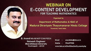 E-Content Development for Teaching Mathematics | Webinar | MDT HINDU COLLEGE | 07-08-2020