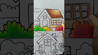 Cara Mewarnai Gradasi Gambar Rumah #shorts #short #colors