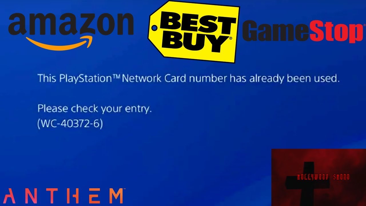 Åbent slange sælge Anthem - This Playstation Network Card Number has already been used. Please  Check your Entry - YouTube