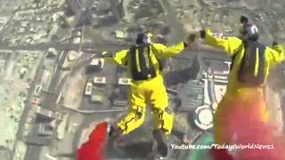 Record breaking base jump from world's tallest building