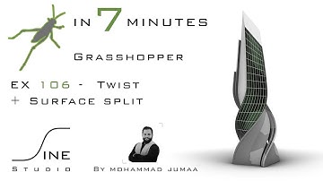 Grasshopper tutorial in 7 minutes - EX 106 - Twist + Surface split