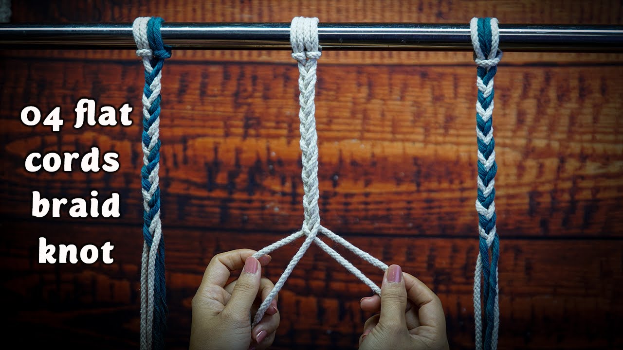 Macrame basic knot: Four Strand Round Braid Lanyard Stitch 
