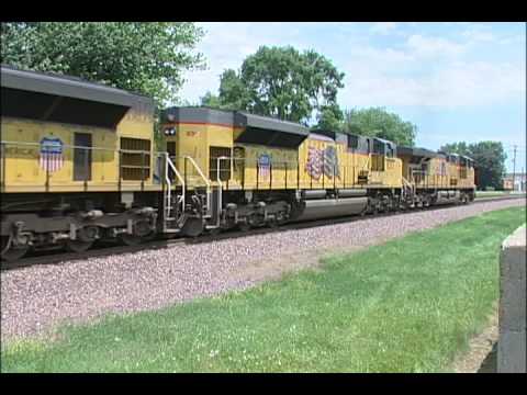 Eastbound UP Stack-Train with 6-engine consist dep...