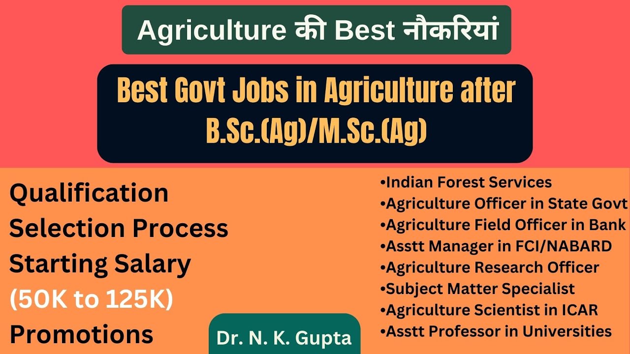 Agriculture की Best नौकरियां (Best Govt Jobs in Agriculture after B.Sc