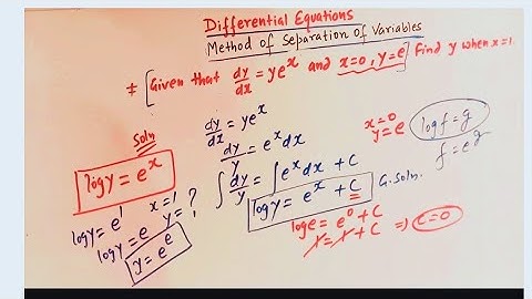 DIFFERENTIAL EQUATIONS-Concept of  VARIABLE SEPARABLE FORM and related problems.