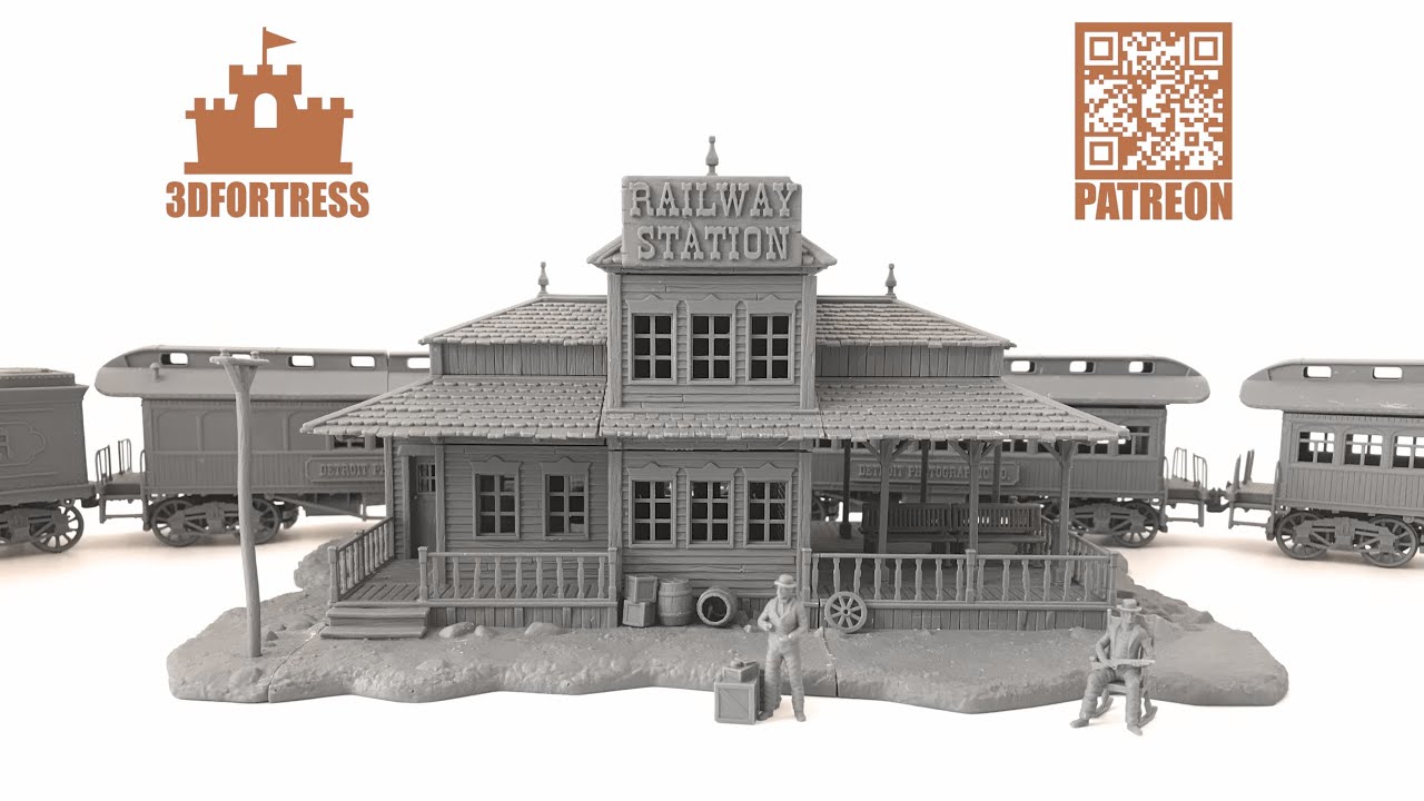 A printed model of a Wild West railway station - YouTube