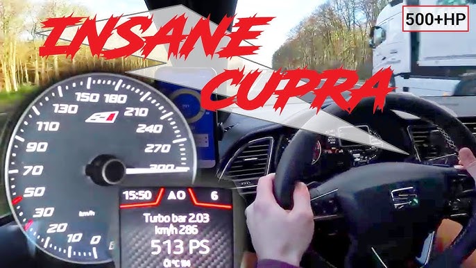 Seat Leon Cupra 520HP *BIG TURBO* 300km/h AUTOBAHN POV Acceleration & Sound  by AutoTopNL 