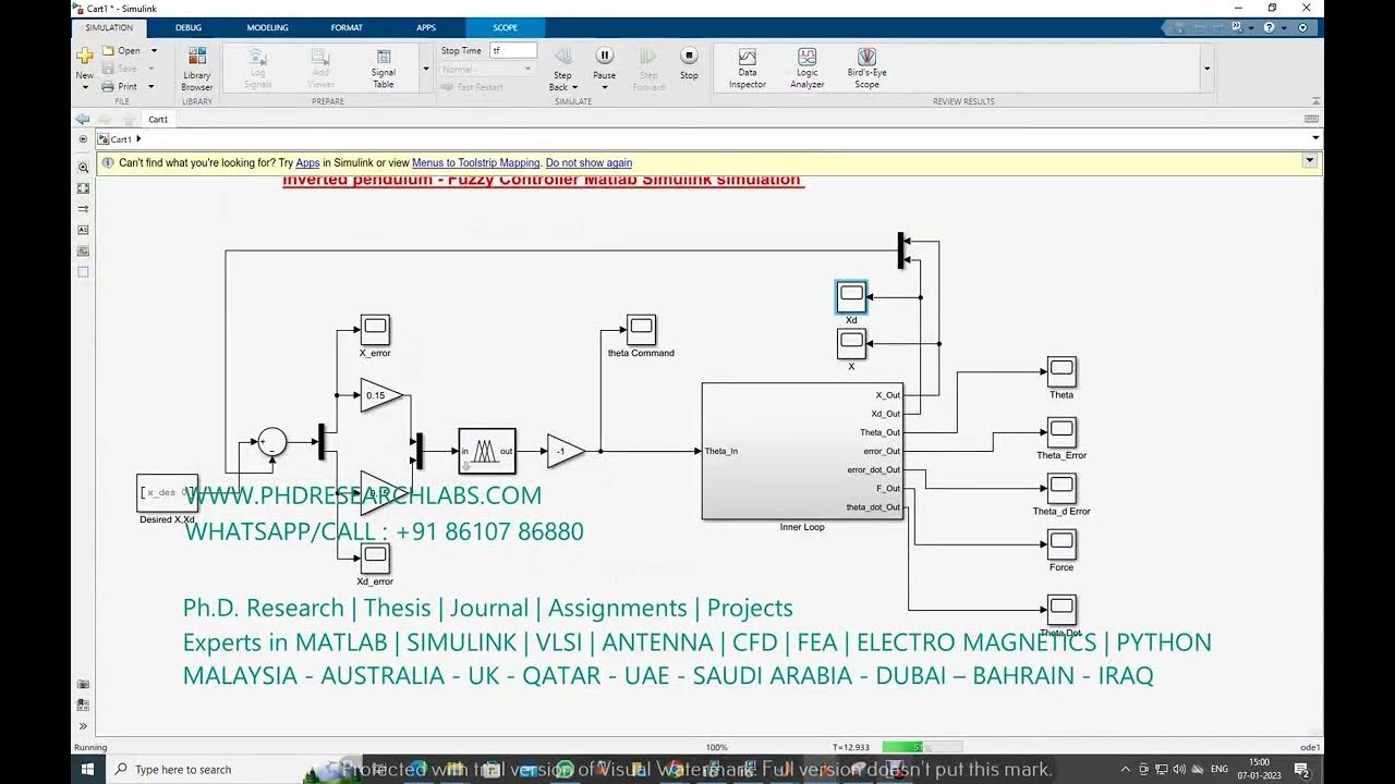 Inverted pendulum Fuzzy Controller Matlab Simulink simulation YouTube