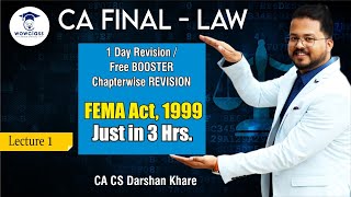 CA Final Law |1 Day Revision| Booster Chapterwise Revision| Lec No 1: FEMA 1999 |CA CS Darshan Khare screenshot 4