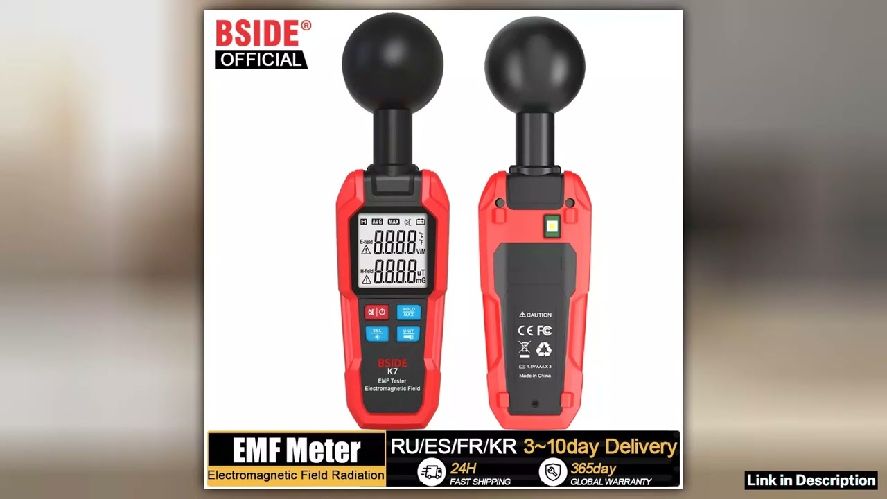 BSIDE EMF Meter Professional Electromagnetic Field Radiation Detector Handheld Radiator Electric Ma