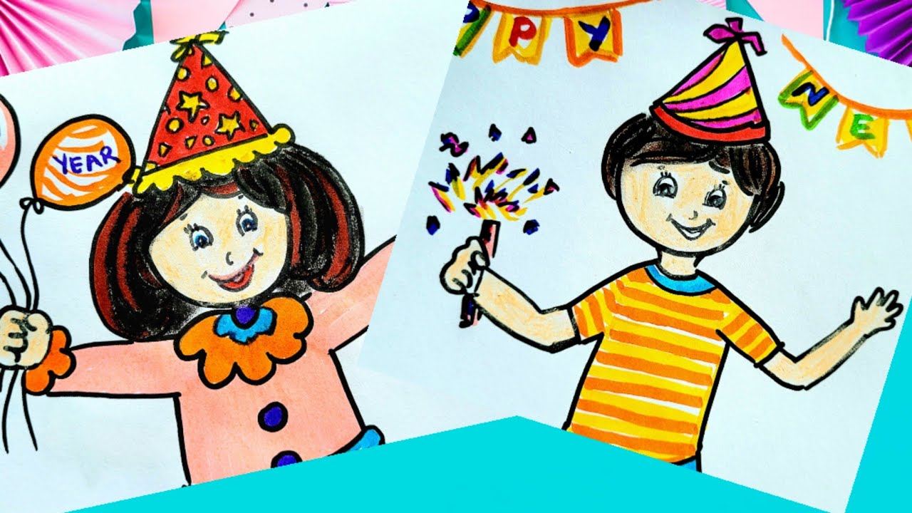 New Year Drawing ideas | Happy New Year easy drawings - YouTube