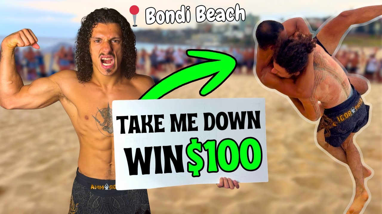 Выиграйте 100 долларов в игре Take me down против незнакомцев (пляж Бонди)