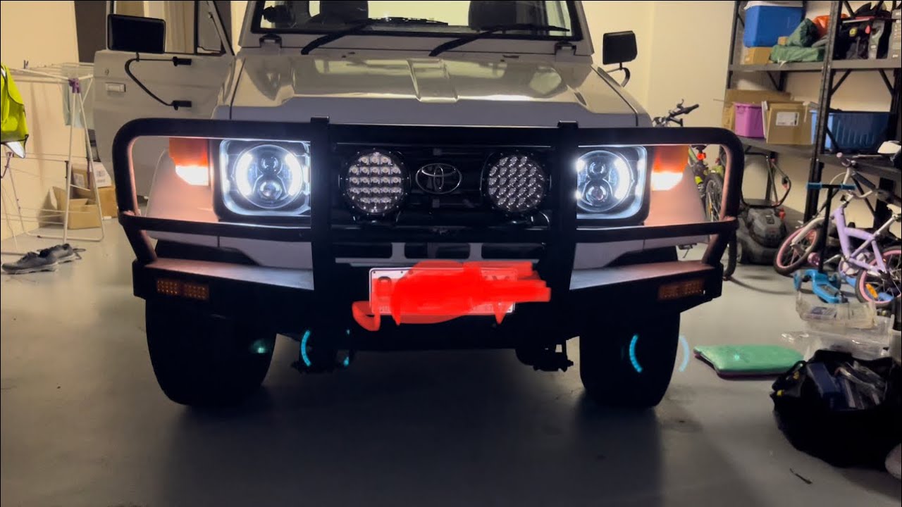Toyota LandCruiser 1996 Upgrading headlight and tail lights - YouTube