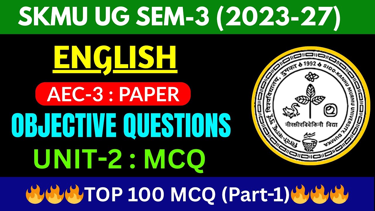 AEC English 🔥 Top 100 MCQs | UG Sem-3 | Most Important Questions | Exam Special
