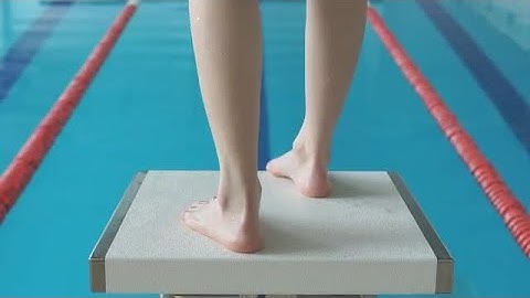 Swimmer On Starting Block Stock Video