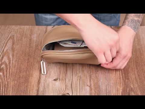 Незвичайна шкіряна жіноча сумка через плече з натуральної шкіри флотар бежева, видео 1