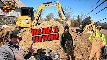 Ditch Started Caving In… Excavator Nearly Lost on this Sewer line Excavation!!