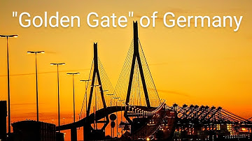 "Golden Gate" of Germany. Driving in Hamburg. Bridge over the Elbe. Köhlbrandbrücke.