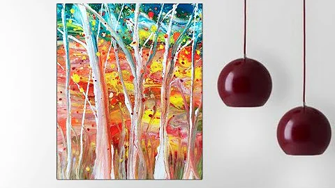 (996) Dip + Drip + Swipe ~ AMAZING Autumn Trees Painting ~ Fluid Art  NEXT LEVEL Acrylic Pouring