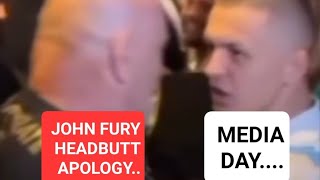 JOHN FURY HEADBUTT APOLOGY 💥 TYSON FURY MEDIA DAY 🥊 #FURYUSYK 🔥