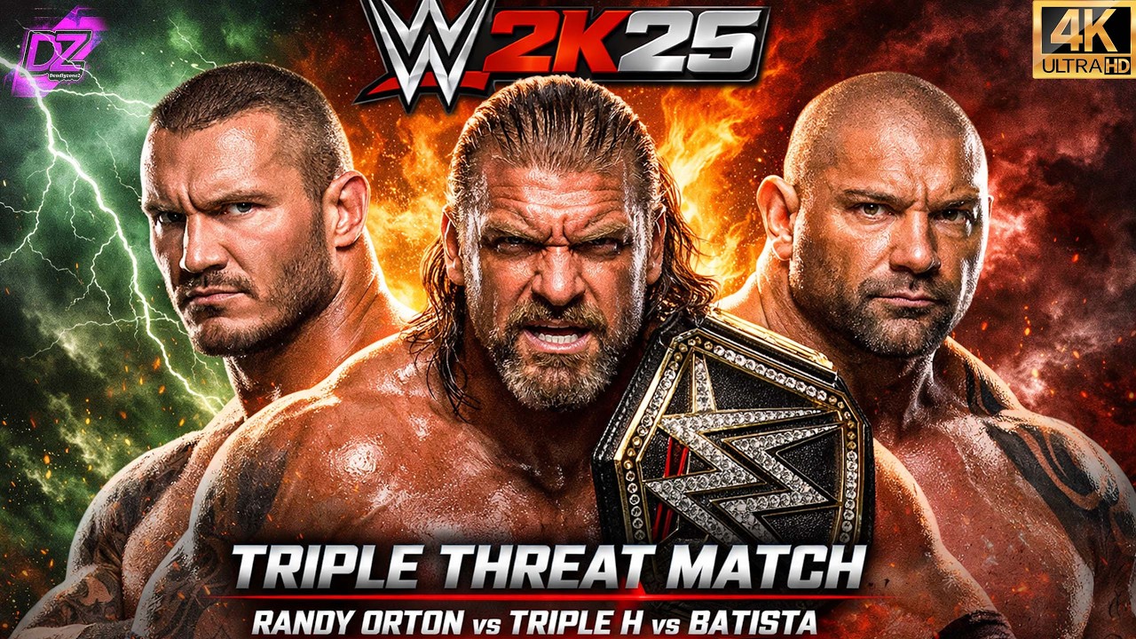 Рэнди Ортон против Трипл Эйча против Батисты – матч «Тройная угроза» | Эпическая битва в WWE 2K25 🔥