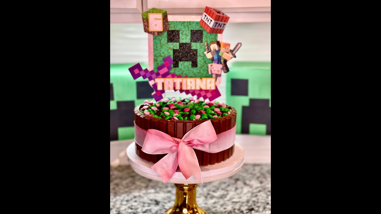 Bolo do Minecraft kit Kat - Delicias Caseiras Festas e Eventos