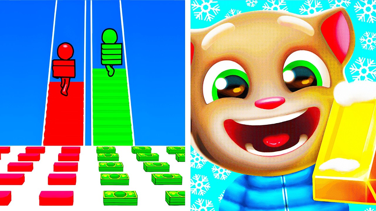 Bridge Race VS Talking Tom Gold Run 💥🔥 All Levels Max Update Walkthrough Mobile NEW Gameplay T7RQ