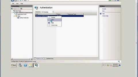 How to change authentication in IIS manager for Windows 2008 R2