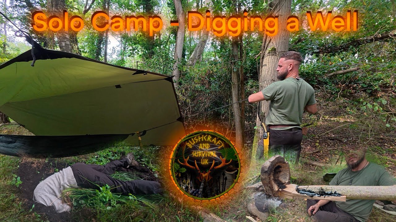 Bushcraft Solo Camp [Digging a Well] Finding water - Making Grass ...