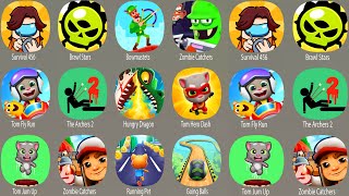 Survival 456, Roblox, Bowmasters, Brawl Stars, Tom Fly Run, Hungy Daragon, Tom Jum Up, Going Balls