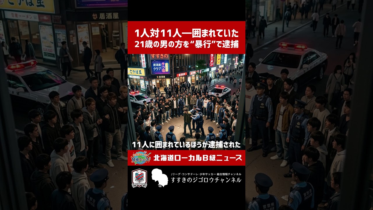 【北海道ローカルB級ニュース】1人対11人―囲まれていた21歳の男の方を“暴行”で逮捕【5月号】 #shorts